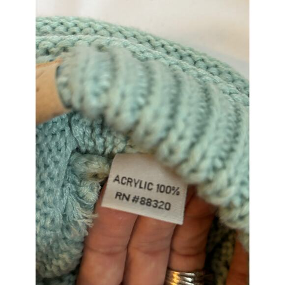 C.C. Kids Pom Beanie Knit Hat Mint Green Acrylic Winter One Size - Picture 3 of 4